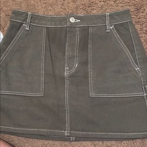 olive green mini skirt